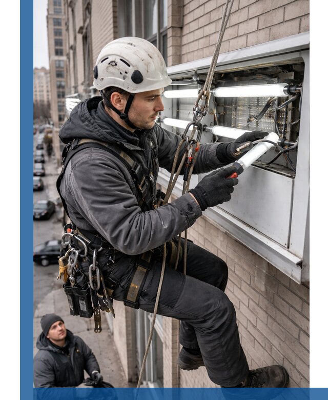 Профессиональная замена ламп в наружной вывеске в Пскове