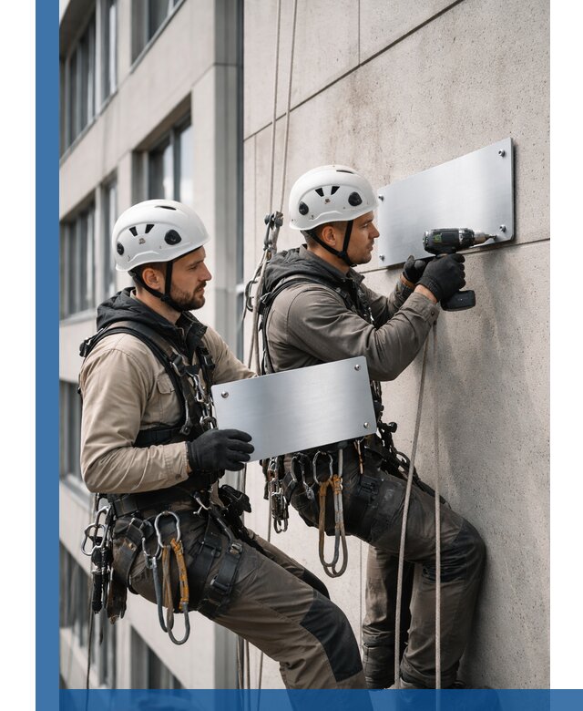 Монтаж табличек и указателей в Пскове для зданий и сооружений