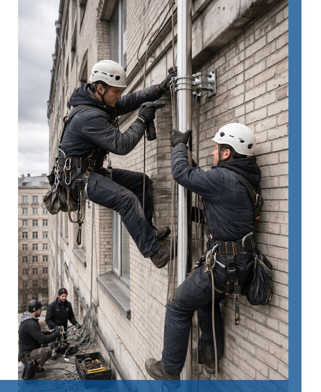 Монтаж флагштока на здании в Пскове от 6598 р. | ВЫСОТНИК-Пск