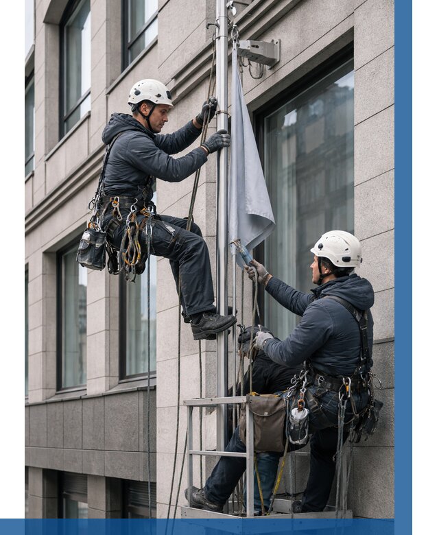 Установка флагов на фасаде в Пскове от 4568 р. | ВЫСОТНИК-Пск