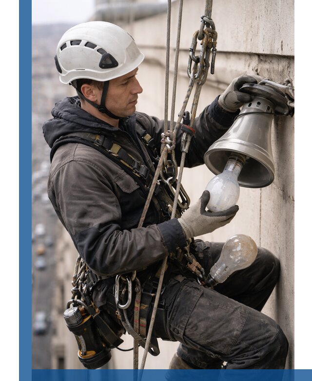 Замена ламп на высоте в Пскове профессионально и быстро