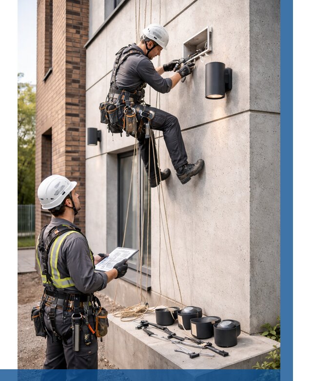 Монтаж фасадного освещения в Пскове от 2538 р. | ВЫСОТНИК-Пск