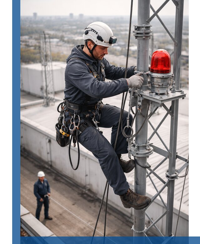 Монтаж заградительных огней и обслуживание объектов в Пскове