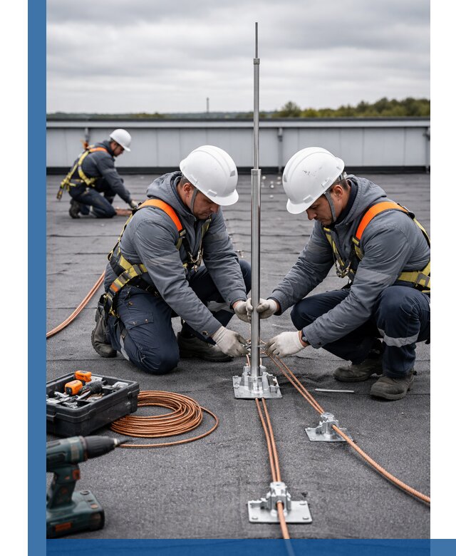 Монтаж молниезащиты на кровле в Пскове под ключ с гарантией