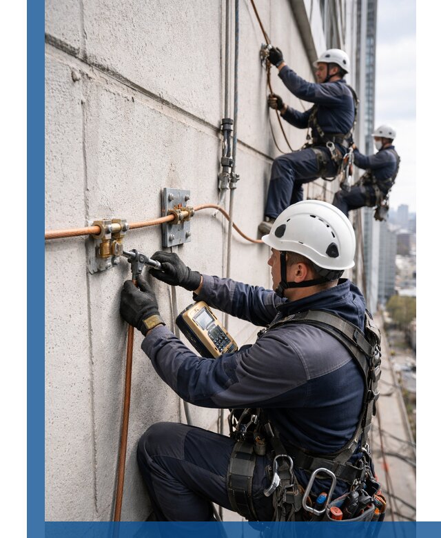 Монтаж системы заземления здания и молниезащиты в Пскове