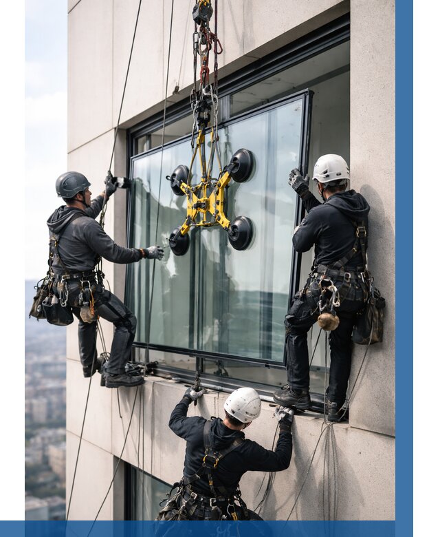 Монтаж стеклопакетов на высоте в Пскове от 3248 р. | ВЫСОТНИК-Пск