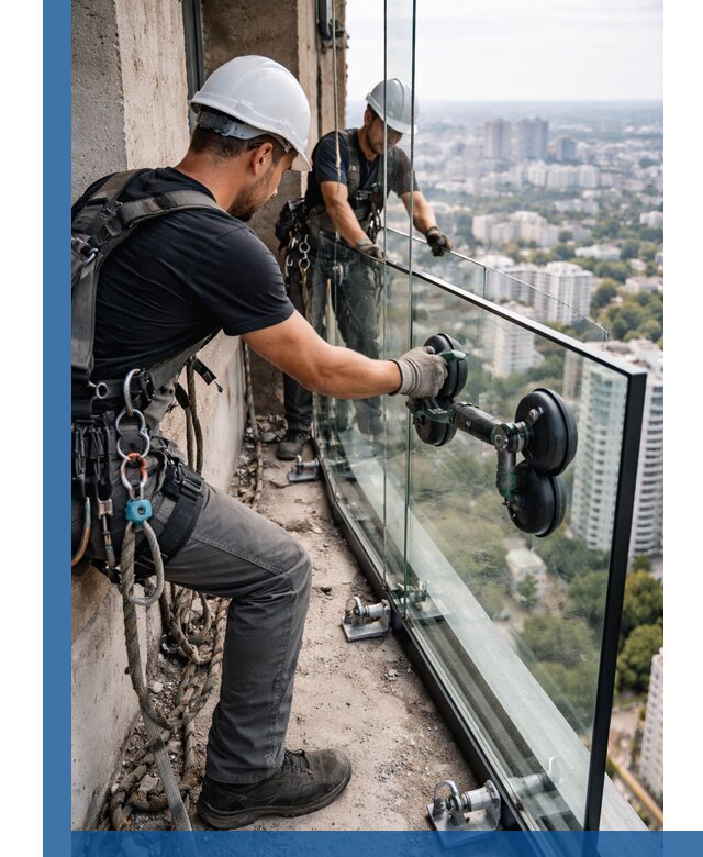 Монтаж стеклянных ограждений под ключ с гарантией в Пскове