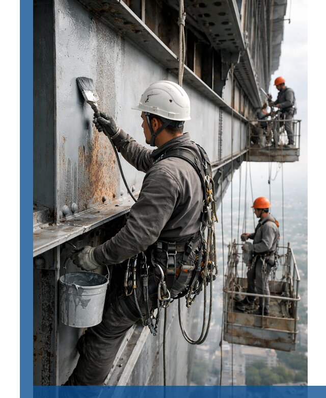 Покраска металлоконструкций на высоте в Пскове профессионально