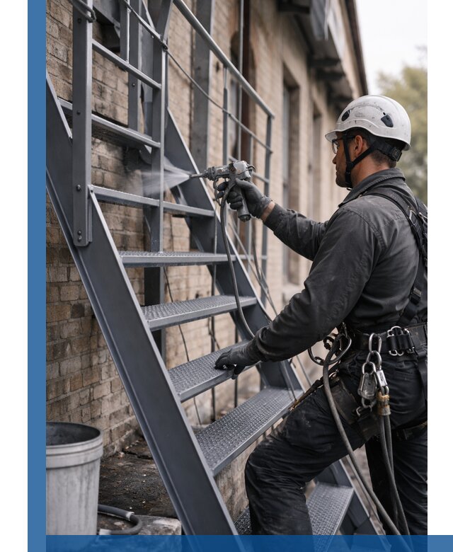 Покраска и антикоррозионная защита пожарных лестниц в Пскове