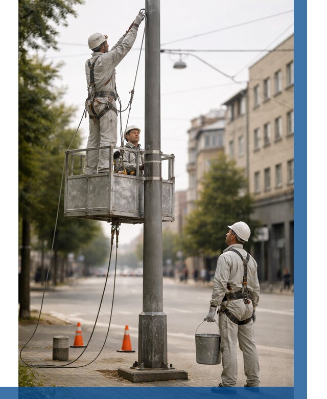 Покраска опор освещения в Пскове от 5075 р. | ВЫСОТНИК-Пск