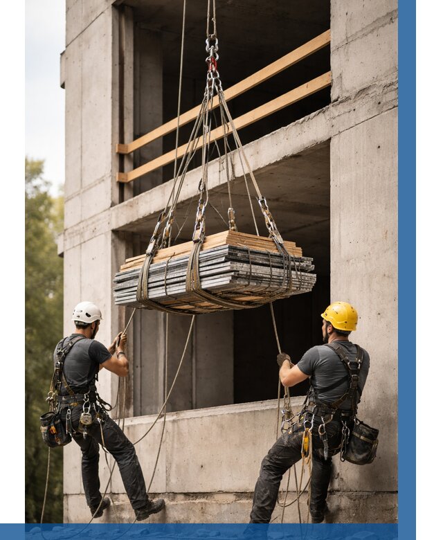 Подъем материала на этаж веревками в Пскове от 1523 р. | ВЫСОТНИК-Пск