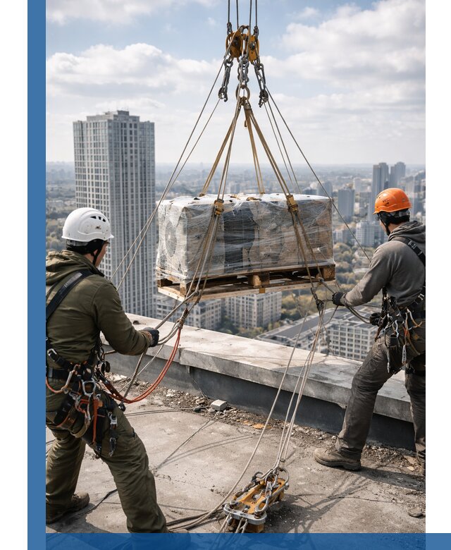 Подъем и монтаж крупногабаритных грузов на крышу в Пскове