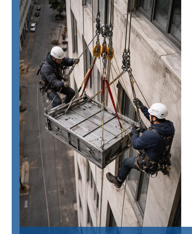 Спуск и подъем грузов по фасаду в Пскове для зданий
