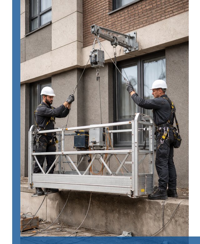 Монтаж и подъем фасадной люльки в Пскове с гарантией безопасности