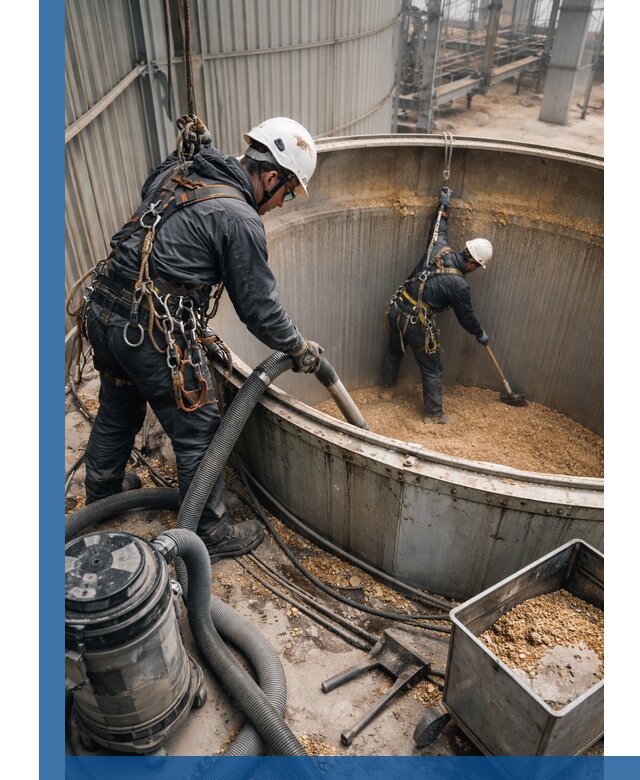 Профессиональная чистка зерновых бункеров в Пскове с выездом