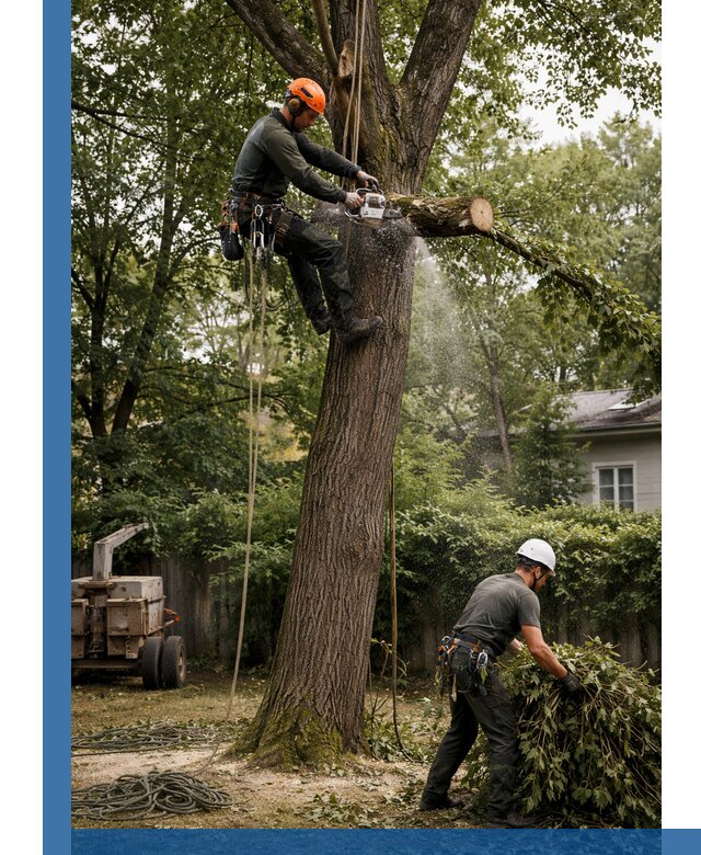 Кронирование деревьев в Пскове, безопасная высотная обрезка