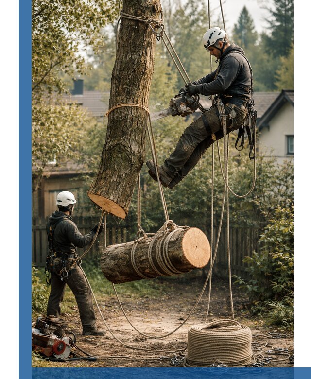 Валка деревьев частями в Пскове, безопасно и аккуратно